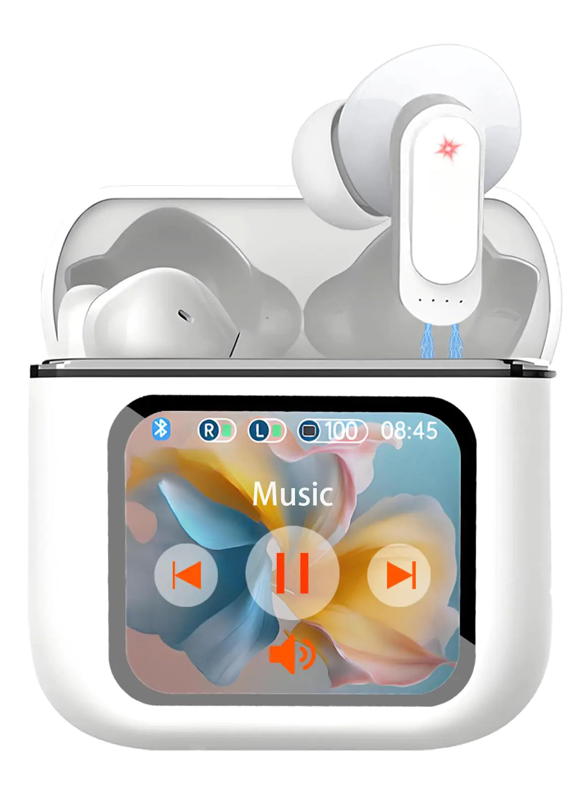 KUIZNE ANC Wireless Noise Cancelling Earbuds Touch Screen Earbuds with Smart Watch Function Bluetooth 5.4 Headphones with Mic IPX7 Waterproof in Ear Earphones for iPhone/Android