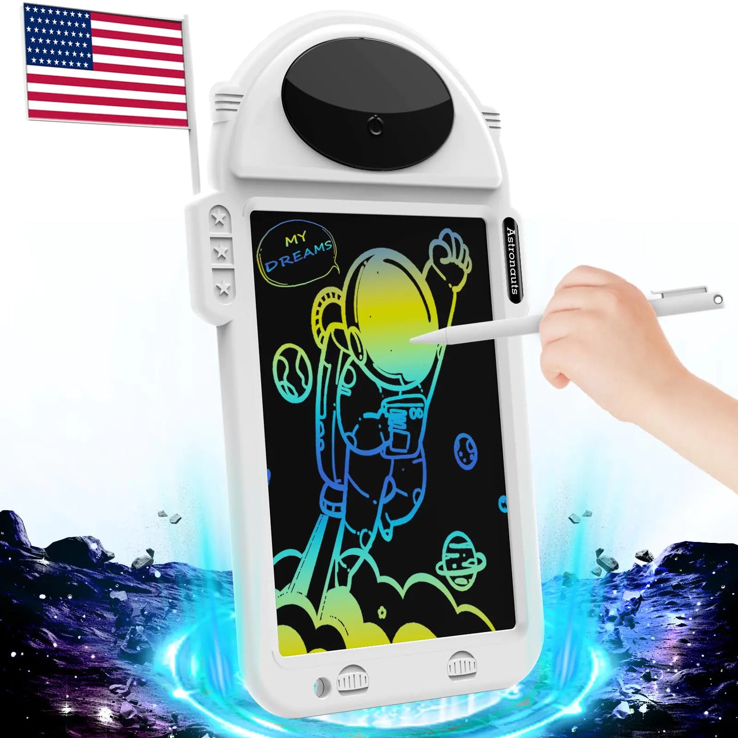 Sebtle LCD Writing Tablet for Kids 8.8 Inch Erasable Toddler Doodle Board Electronic Writing Tablet Toys Educational Learning for 3 4 5 6 7 Years Old Boys Girls Christmas Gifts- White