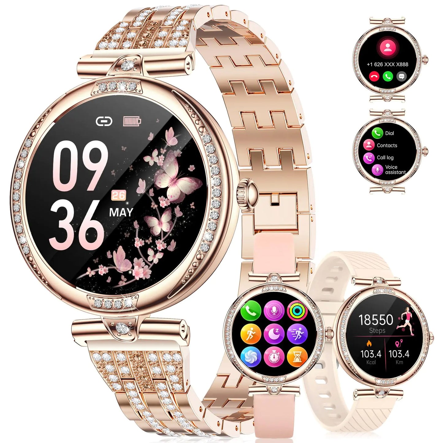 LIGE Smart Watches for Women Make/Answer CallFitness Watch with 1.19" AMOLED Display Heart Rate/Sleep Monitor110+ Sports Modes IP68 Waterproof Activity Trackers Women Smart Watch for Android iOS