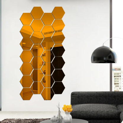 3D Hexagon Mirror Wall Sticker