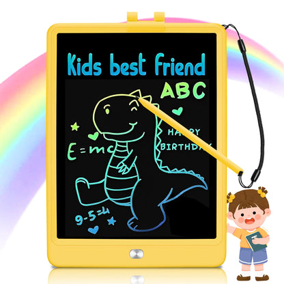 USLAI LCD Writing Tablet for Kids 10 Inch Colorful Erasable Toddler Drawing Pad for Boys Girls - Yellow