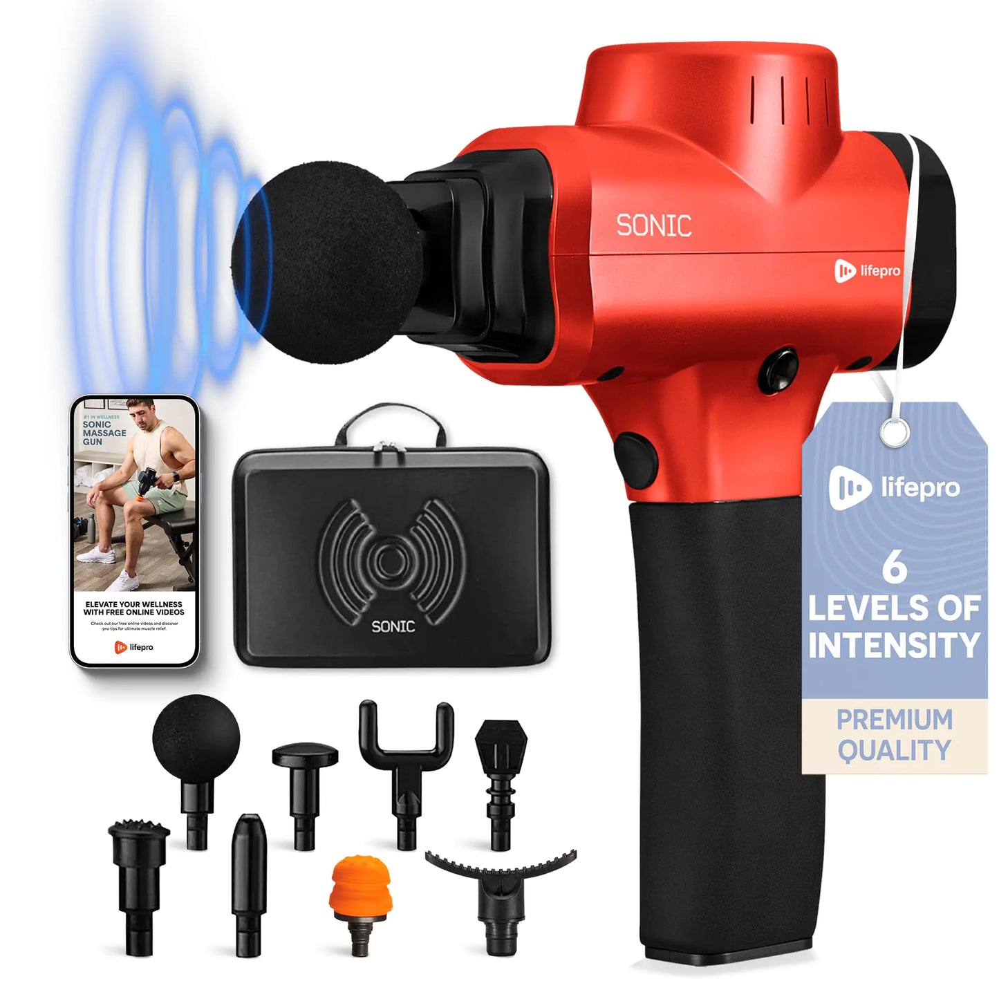 LifePro Massage Gun Muscle Massager Gun Massage Gun Deep Tissue Message Gun Muscle Massage Gun Back Massager Gun Percussion Massage Gun for Athletes Includes 8 Massage Heads 5 Speed