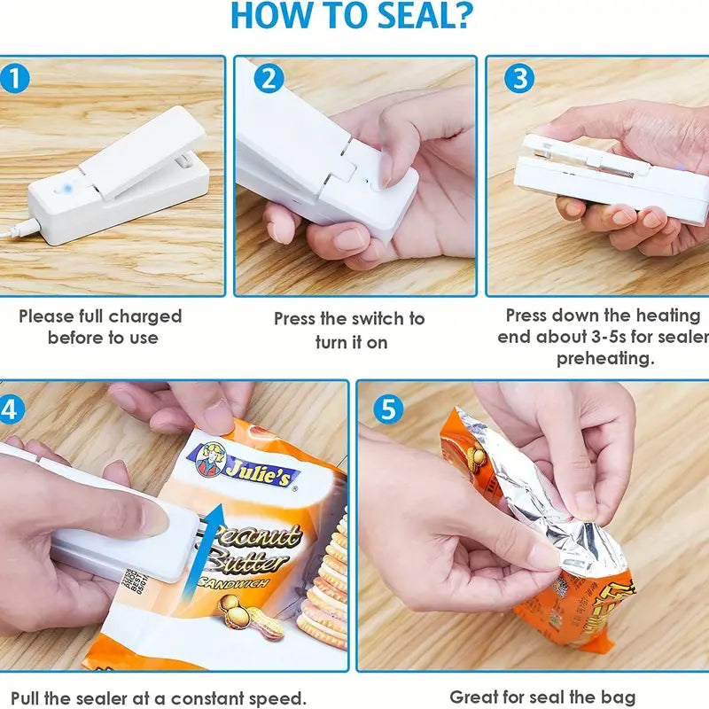 Mini Bag Sealer - Rechargeable Handheld Heat Sealing Tool