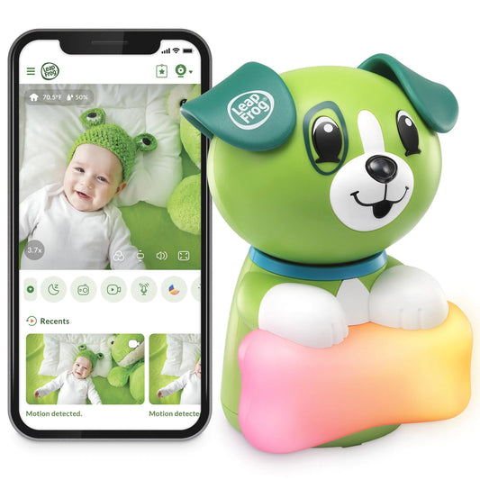 LeapFrog LF2911 Scout 1080p Full HD WiFi Remote Access Baby Monitor. 360 Degree Pan & Tilt Camera Color Night Light Soothing Sounds 2-Way Audio Talk Temperature & Humidity Sensor Night Vision
