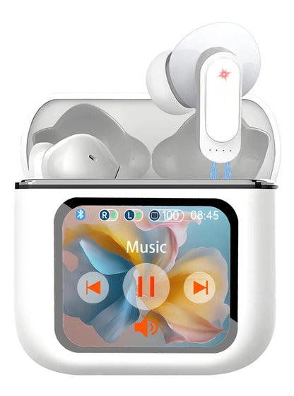 KUIZNE ANC Wireless Noise Cancelling Earbuds Touch Screen Earbuds with Smart Watch Function Bluetooth 5.4 Headphones with Mic IPX7 Waterproof in Ear Earphones for iPhone/Android