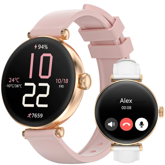 Smart Watches 1.19" AMOLED HD Display Smartwatch for Women (Answer/Make Call) Fitness Tracker with 100+ Sport Modes Heart Rate/Sleep Monitor Activity Trackers Compatible with Android&iPhone