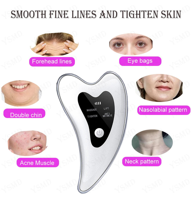 Electric USB Rechargeable Facial Scraping Body Guasha Massager Wrinkle Remover Board Scraping Scraper Tool Body Massage
