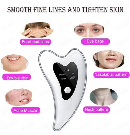 Electric USB Rechargeable Facial Scraping Body Guasha Massager Wrinkle Remover Board Scraping Scraper Tool Body Massage